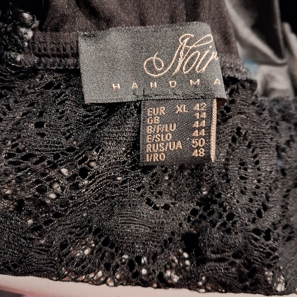 Noir Handmade Size 42 Us Size M Black Sexy Mini Dress W/lace Details - Picture 5 of 6